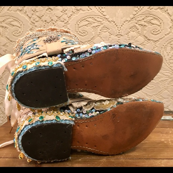 Embellished custom Bridal Bling Cowgirl Boots 6M - Picture 6 of 7